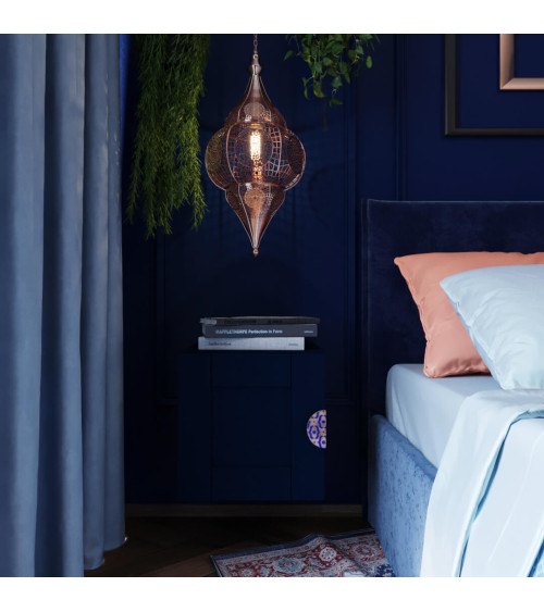 Tirador de Mueble de roble esmaltado semicircular azul
