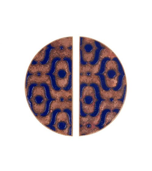 Tirador de Mueble de roble esmaltado semicircular azul