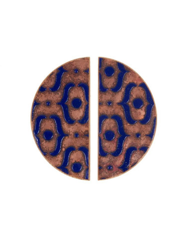 Tirador de Mueble de roble esmaltado semicircular azul