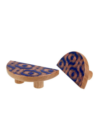 Tirador de Mueble de roble esmaltado semicircular azul