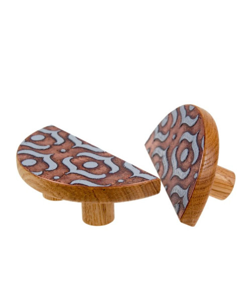 Tirador de Mueble de roble esmaltado semicircular gris