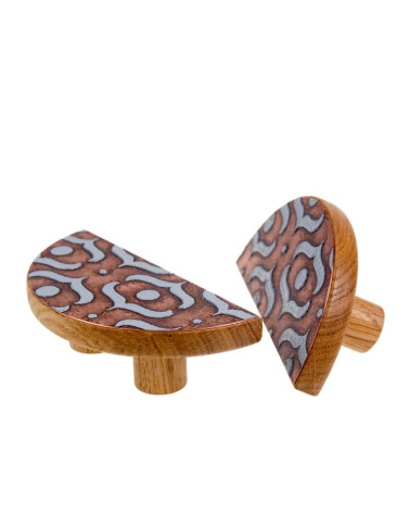 Tirador de Mueble de roble esmaltado semicircular gris