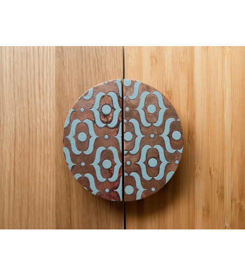 Tirador de Mueble de roble esmaltado semicircular gris