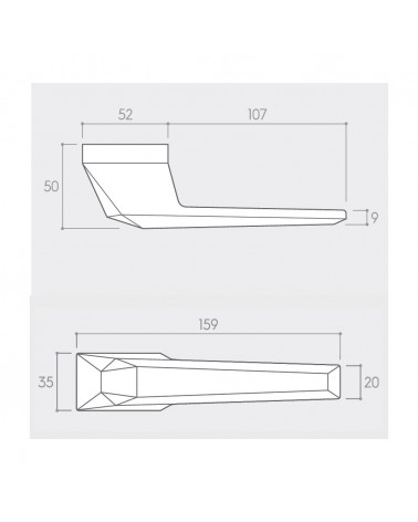 Tirador de puerta Prisme con dimensiones