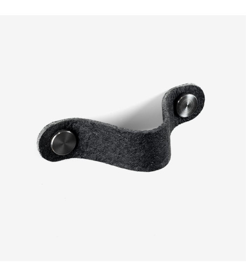 Tirador de mueble de cuero de piña pinatex color Negro/Acero