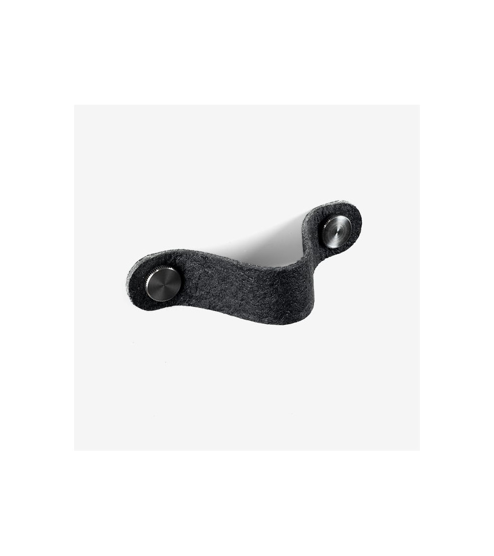 Tirador de mueble de cuero de piña pinatex color Negro/Acero