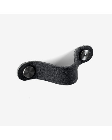 Tirador de mueble de cuero de piña pinatex color Negro/Acero