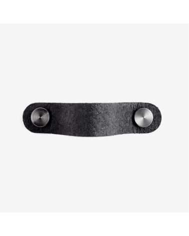 Tirador de mueble de cuero de piña pinatex color Negro/Acero