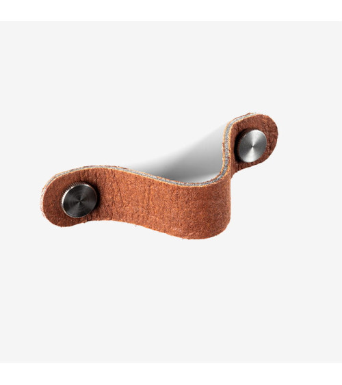 Tirador de mueble de cuero de piña pinatex Marrón/Acero