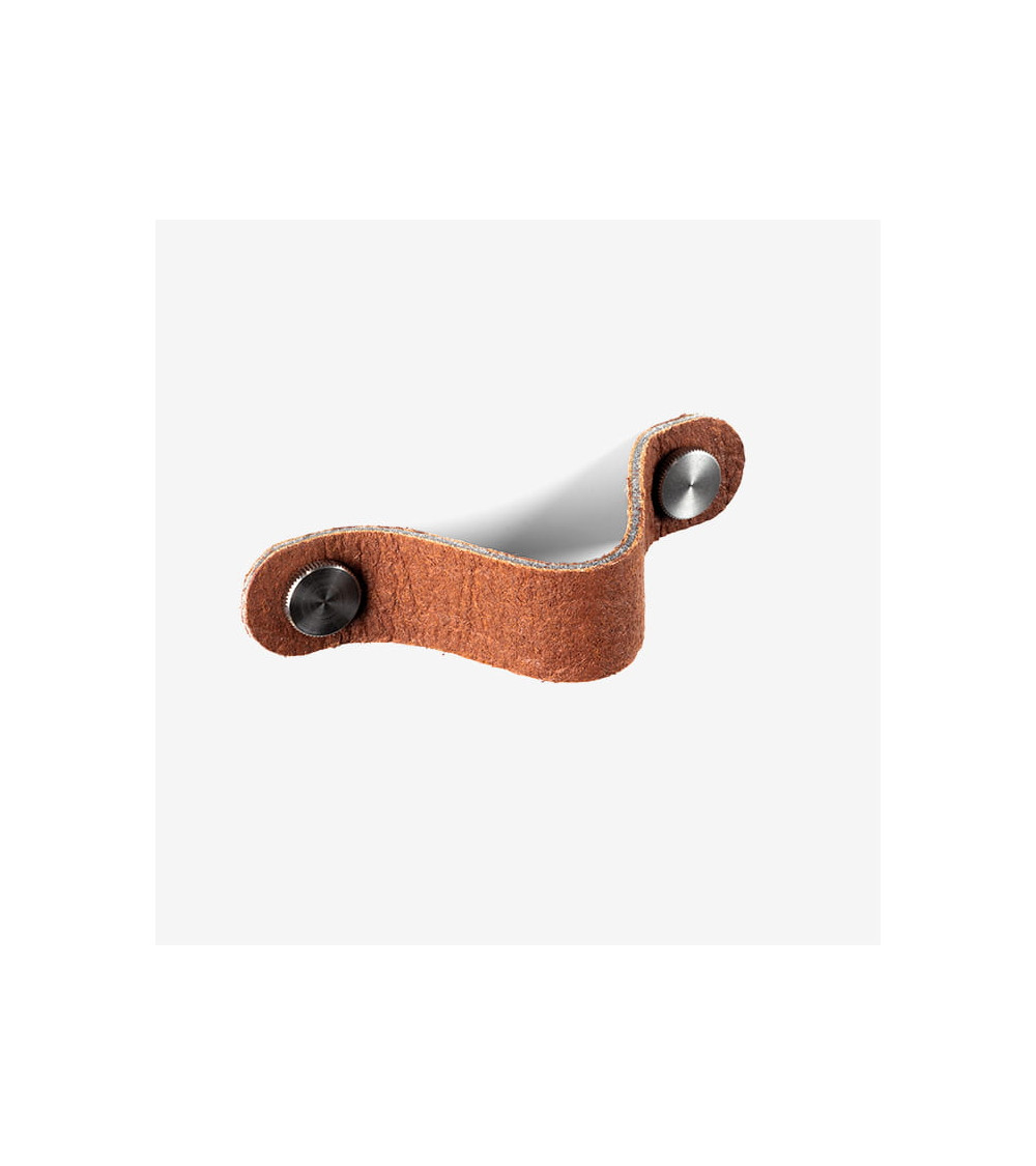 Tirador de mueble de cuero de piña pinatex Marrón/Acero