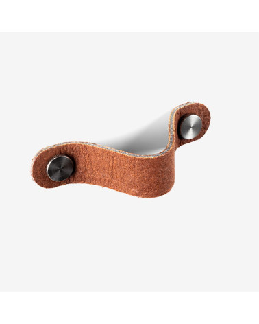 Tirador de mueble de cuero de piña pinatex Marrón/Acero
