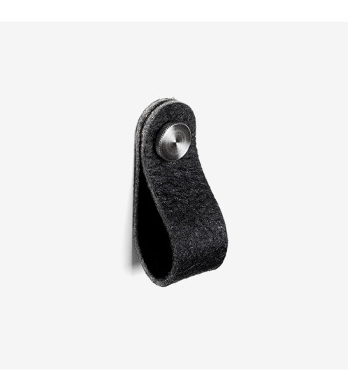 Tirador de mueble de cuero de piña pinatex Negro/Acero