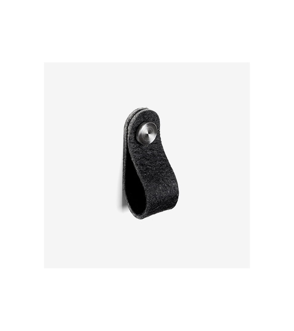 Tirador de mueble de cuero de piña pinatex Negro/Acero