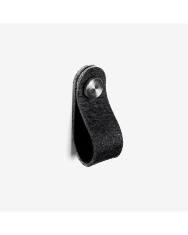 Tirador de mueble de cuero de piña pinatex Negro/Acero