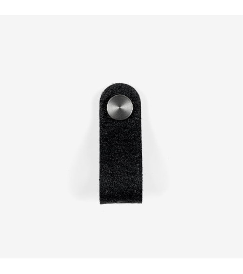 Tirador de mueble de cuero de piña pinatex Negro/Acero