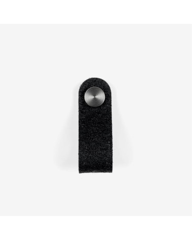 Tirador de mueble de cuero de piña pinatex Negro/Acero