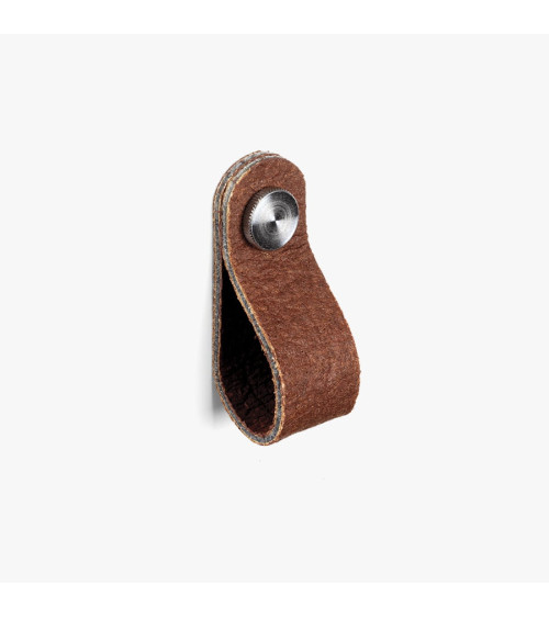 Tirador de mueble de cuero de piña pinatex color Marrón/Cromo