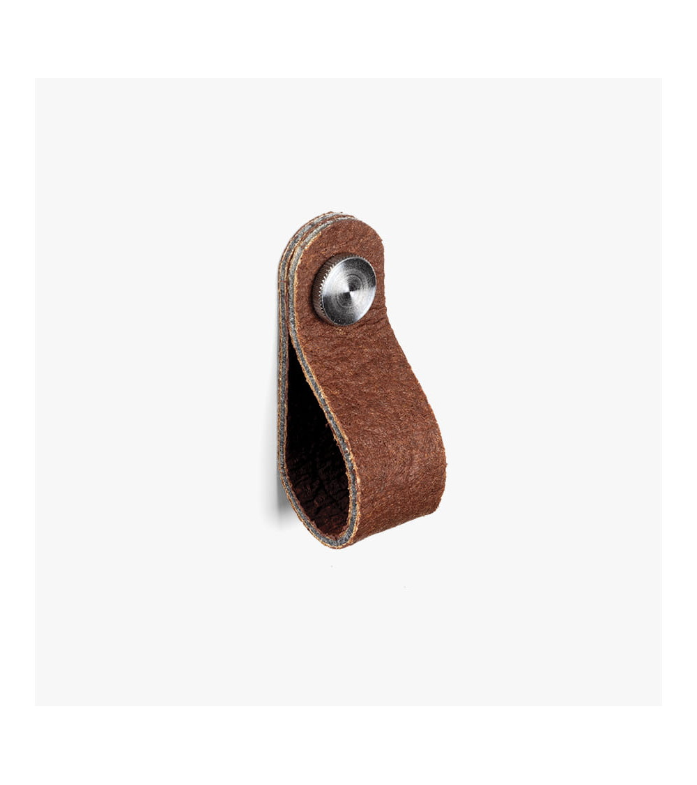 Tirador de mueble de cuero de piña pinatex color Marrón/Cromo