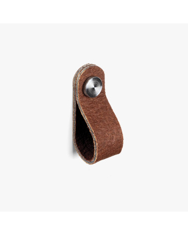 Tirador de mueble de cuero de piña pinatex color Marrón/Cromo