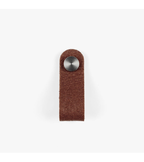 Tirador de mueble de cuero de piña pinatex color Marrón/Cromo