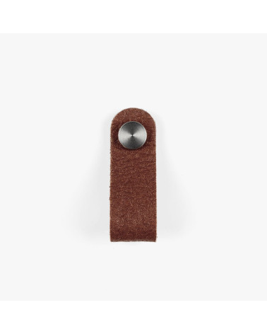 Tirador de mueble de cuero de piña pinatex color Marrón/Cromo