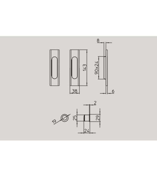 Tirador para puerta corredera moderna MANDELLI 1108TC/S tirador de diseño