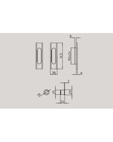 Tirador para puerta corredera moderno MANDELLI 1108TC/S con dimensiones