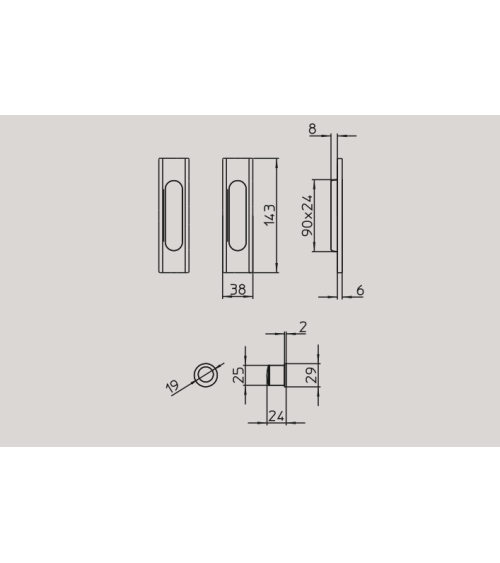 Tirador para puerta corredera moderna MANDELLI 1038C/S ferretería de diseño