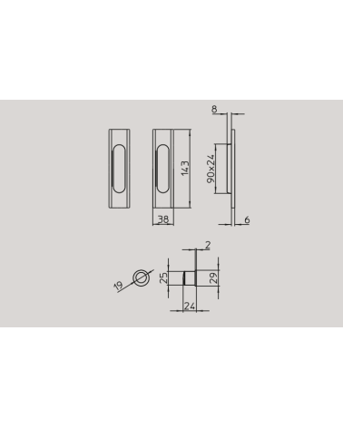 Tirador para puerta corredera moderno MANDELLI 1038C/S con dimensiones