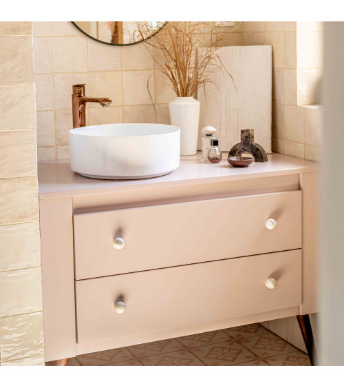 Botón de mueble de madera de haya gris, tirador de diseño