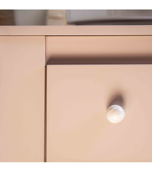 Botón de mueble de madera de haya rosa taupe, tirador de diseño