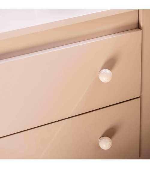 Botón de mueble de madera de haya rosa taupe, tirador de diseño