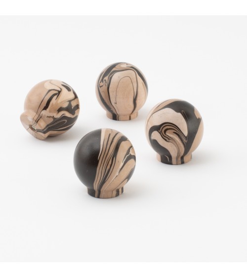 Botón de mueble de madera de haya Negro Chino - tirador de diseño