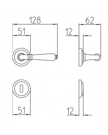 Manija de puerta moderna Mandelli Sevilla con dimensiones