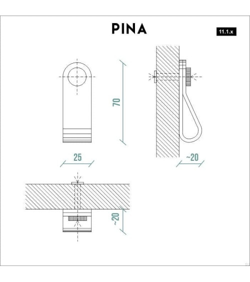 Botón de mueble negro en cuero natural - diseño