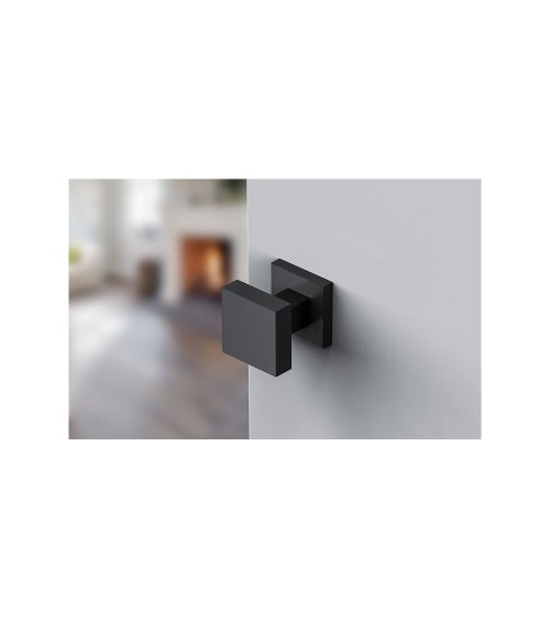 Botón de puerta negro AEGIS cuadrado - manilla de diseño