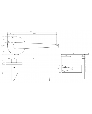 Tirador de puerta ARNICA con dimensiones