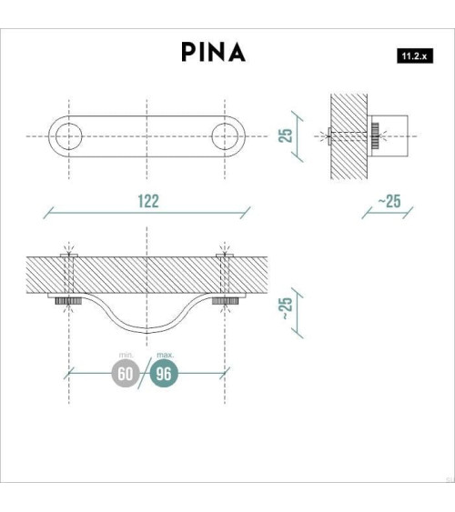 Tirador de mueble de cuero de piña pinatex color Negro/Acero