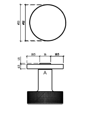 Botón de puerta TUJA con dimensiones