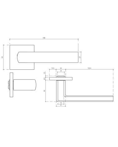 Set Tirador de Puerta y Cerradura WC Blanca HOSTA - Refinamiento absoluto