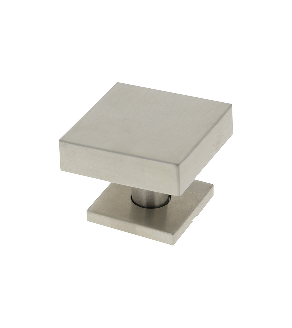 Botón de Puerta Cuadrado 70x70mm Centro en Inox con Florón 52mm