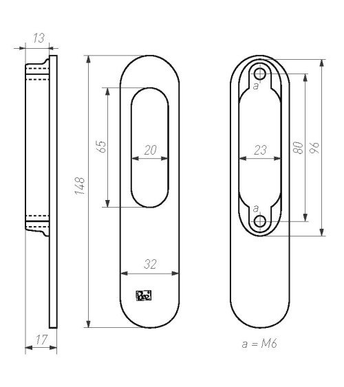 Tiradores de puerta empotrables para puerta corredera en bronce bruto pulido Dauby Pure
