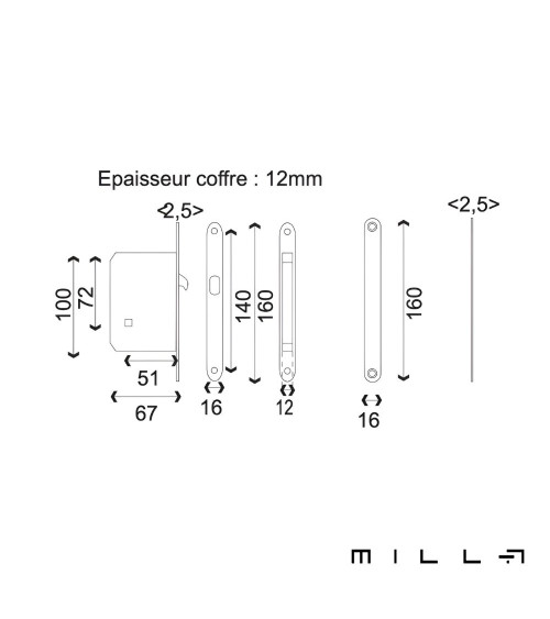 Kit para puerta corredera con condena acero inoxidable manilla de diseño
