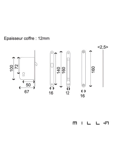 Kit para puerta corredera con llave I oro mate manilla de diseño con leyendas