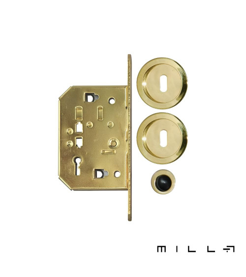 Kit para puerta corredera con llave I oro mate manilla de diseño
