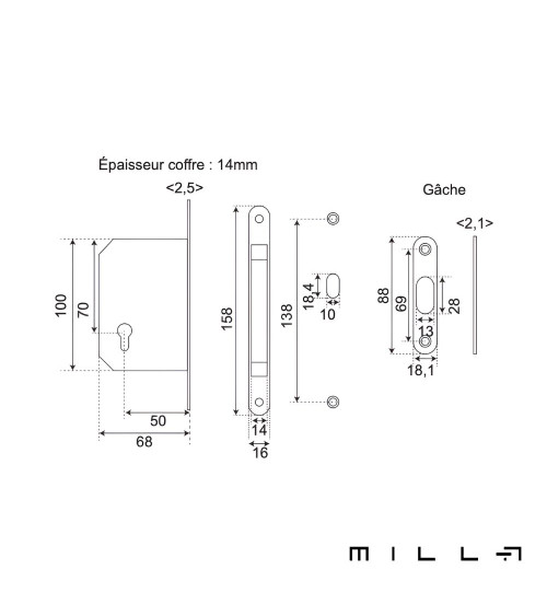 Kit para puerta corredera con cilindro negro manilla de diseño