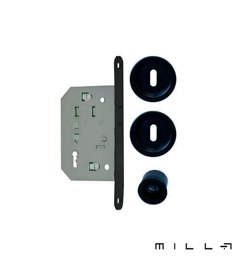 Kit para puerta corredera con llave I negra manilla de diseño
