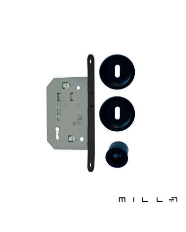 Kit para puerta corredera con llave I negra manilla de diseño