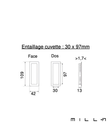 Kit manilla cuvette con picaporte acero inoxidable con dimensiones