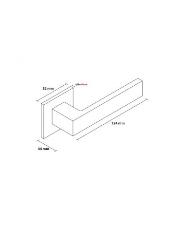 Manivela de puerta sobre placa cuadrada Focus con dimensiones